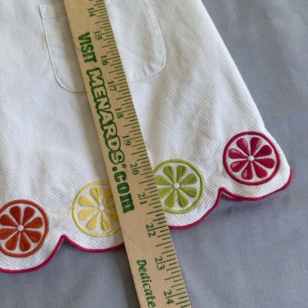 Y2K Gymboree Citrus Fruit Dress Girls Size 4 White Pique Lemon Lime Orange NWT